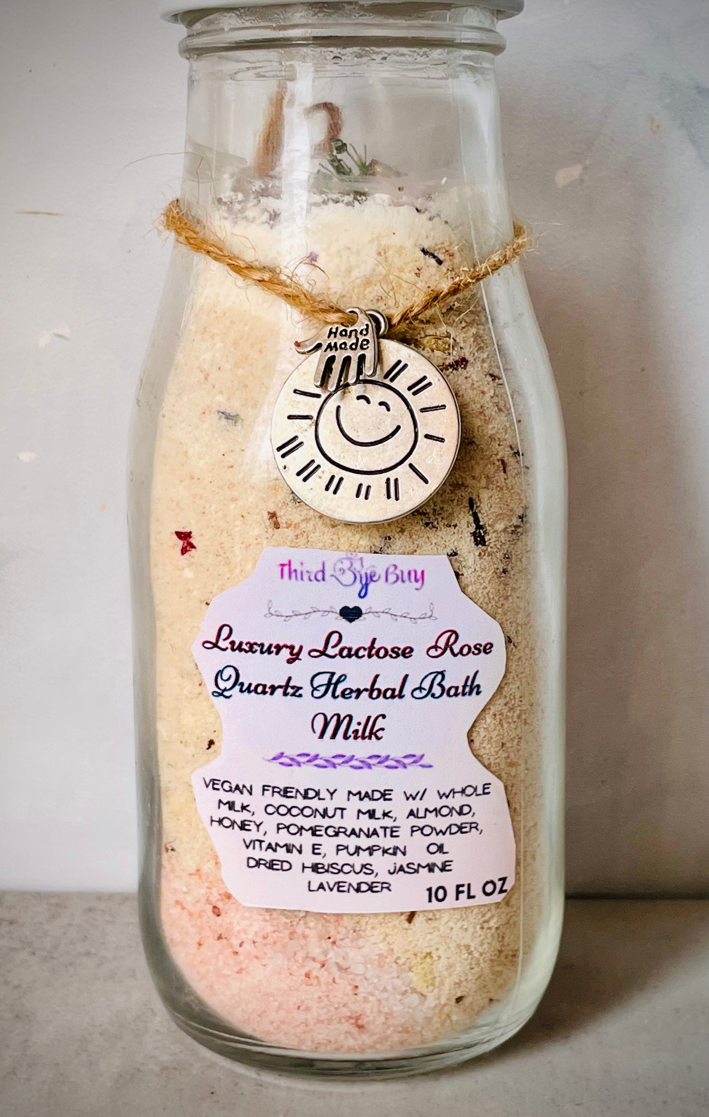 Luxurious lactose rose quartz infused body milk 🤍